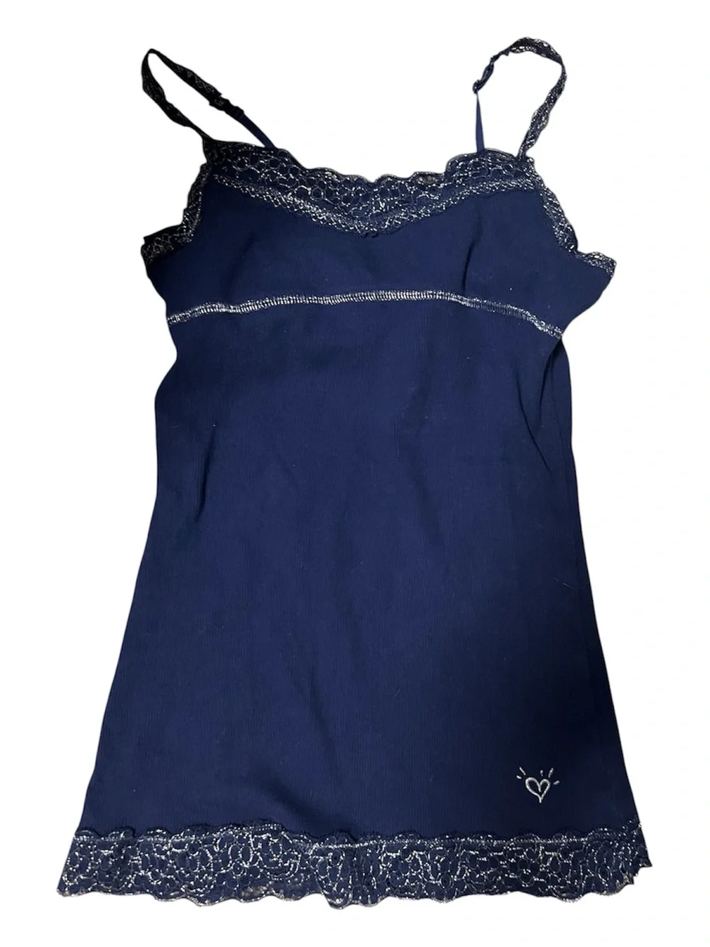 Justice girls Navy Lace Trim Cami Tank Top sz 12